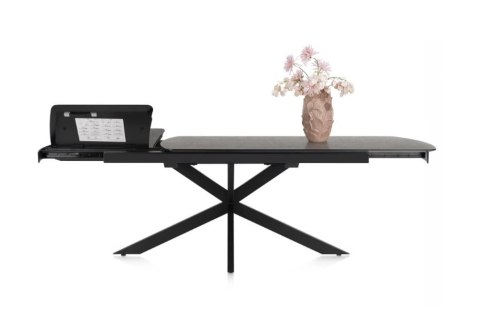 [na zamówienie] Rozkładany Stół Jadalniany PAVALON 200-278 cm - Blat HPL Primo Laminato Antracyt - Centralna Noga Designerska