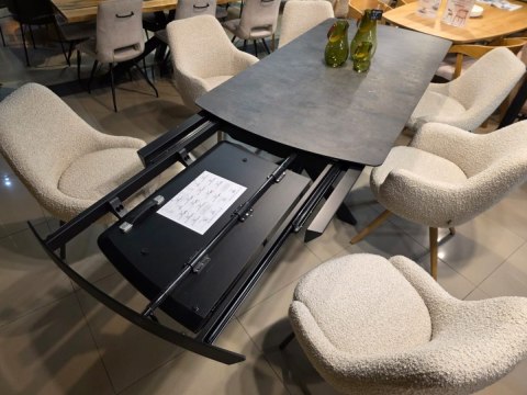 [na zamówienie] Rozkładany Stół Jadalniany PAVALON 200-278 cm - Blat HPL Primo Laminato Antracyt - Centralna Noga Designerska