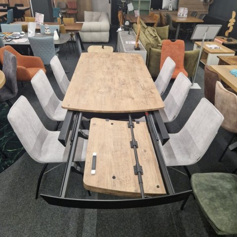 [na zamówienie] Rozkładany Stół Jadalniany PAVALON 200-278 cm - Blat HPL Primo Laminato Barnwood - Centralna Noga Designerska