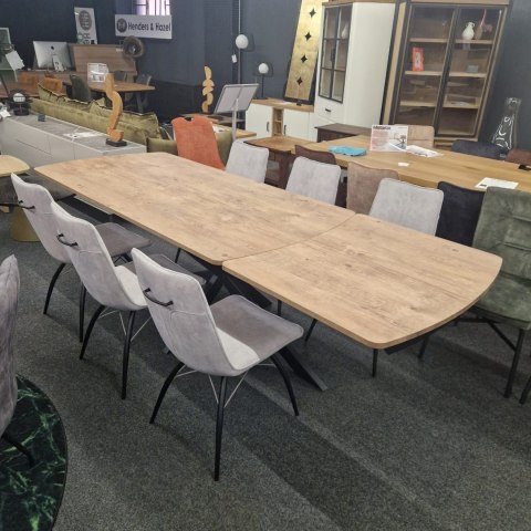 [na zamówienie] Rozkładany Stół Jadalniany PAVALON 200-278 cm - Blat HPL Primo Laminato Barnwood - Centralna Noga Designerska