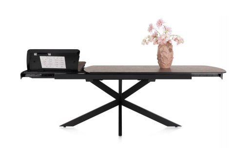 [na zamówienie] Rozkładany Stół Jadalniany PAVALON 200-278 cm - Blat HPL Primo Laminato Roest (Rdza) - Centralna Noga