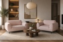 [od ręki] Nowoczesny Szeroki Fotel OASIS 1,5-osobowy Typu Loveseat – Strukturalna Plecionka – Czarne Nóżki – 135 x 90 cm