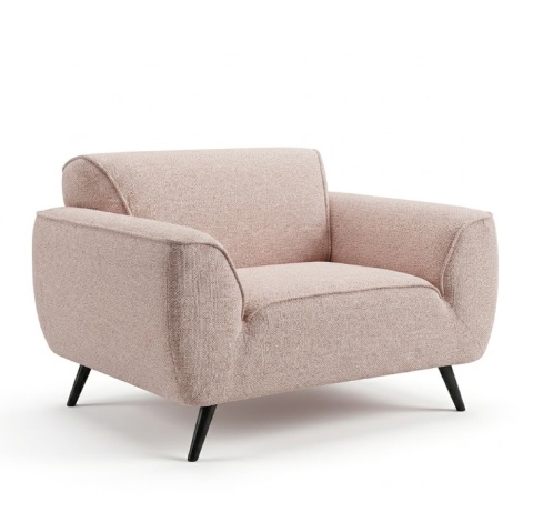 [od ręki] Nowoczesny Szeroki Fotel OASIS 1,5-osobowy Typu Loveseat – Strukturalna Plecionka – Czarne Nóżki – 135 x 90 cm