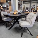 [od ręki] Rozkładany Stół Jadalniany PAVALON 140-190 cm - Blat HPL Primo Laminato Antracyt - Centralna Noga Designerska