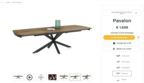 [od ręki] Rozkładany Stół Jadalniany PAVALON 200-278 cm - Blat HPL Primo Laminato Natural - Centralna Noga Designerska