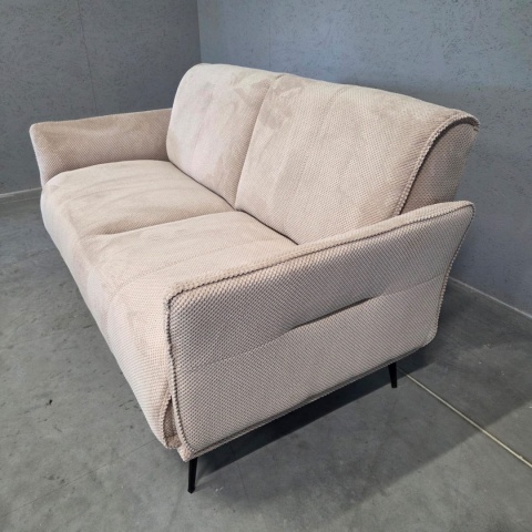 [od ręki] Sofa Dwuosobowa VENTO 180 cm – Sprężyny Kieszeniowe – Jasnobeżowa Tkanina Strukturalna – Czarne Metalowe Nóżki