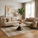 [od ręki] Sofa Dwuosobowa VENTO 160 cm – Sprężyny Kieszeniowe – Jasnobeżowa Tkanina Strukturalna – Czarne Metalowe Nóżki
