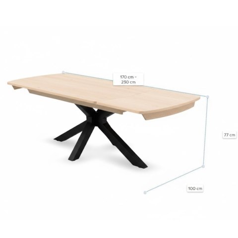 [od ręki] Stół Rozkładany NYON 170-230 cm - Natural Sand / Metalowy Pająk