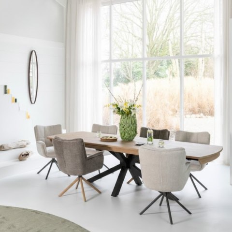 [od ręki] Stół Rozkładany NYON 170-230 cm - Natural Sand / Metalowy Pająk