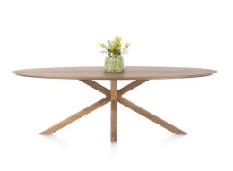Eliptyczny Stół Jadalniany TRAPANI 210 x 120 cm - Przydymiony Fornir Mangowy Smoked - Centralna Noga Kolumnowa