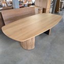 Owalny Stół Jadalniany PAVIE 270 x 120 cm - Naturalny Fornir Dębowy - Kolumnowa Noga Cylindryczna -