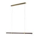 Designerska Podłużna Lampa Wisząca SEBASTIAN 120 cm – Ciemne Drewno z Matowym Złotem – Zintegrowane Oświetlenie LED z Pilotem