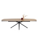 [od ręki, defekt] Ekskluzywny Rozkładany Stół Ceramiczny LATTINA 200-300 cm – Blat Ceramic Oak Natural – Czarne Metalowe Nogi