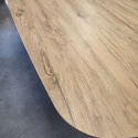 [od ręki, defekt] Ekskluzywny Rozkładany Stół Ceramiczny LATTINA 200-300 cm – Blat Ceramic Oak Natural – Czarne Metalowe Nogi