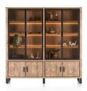 [od ręki] Kredens / Witryna PAVAROTTI 210 cm – Barnwood & Primo Laminato (HPL) – Zintegrowane Oświetlenie LED – Metalowe Detale