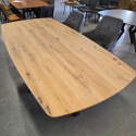 [od ręki] Owalny Stół Jadalniany LIVADA 220 x 110 cm – Gruby Fornir Dębowy – Czarny Metalowy Stelaż Pająk –