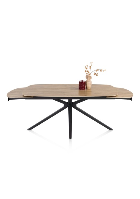 [fabrycznie nowy] Rozkładany Stół Ceramiczny LATTINA 170-250 cm – Blat Ceramic Oak Natural – Czarne Metalowe Nogi