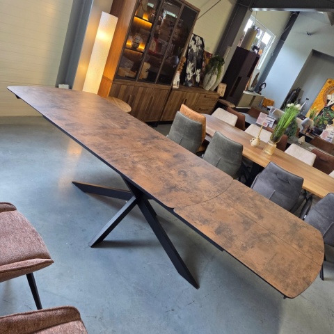[na zamówienie] Rozkładany Stół Jadalniany PAVALON 200-278 cm - Blat HPL Primo Laminato Roest (Rdza) - Centralna Noga