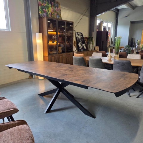 [na zamówienie] Rozkładany Stół Jadalniany PAVALON 200-278 cm - Blat HPL Primo Laminato Roest (Rdza) - Centralna Noga