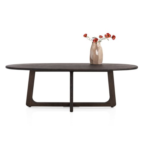 [na zamówienie]Ekskluzywny Stół Jadalniany ALMORA 240 cm - Blat z Litego Dębu Basalt - Podstawa Modern Vintage