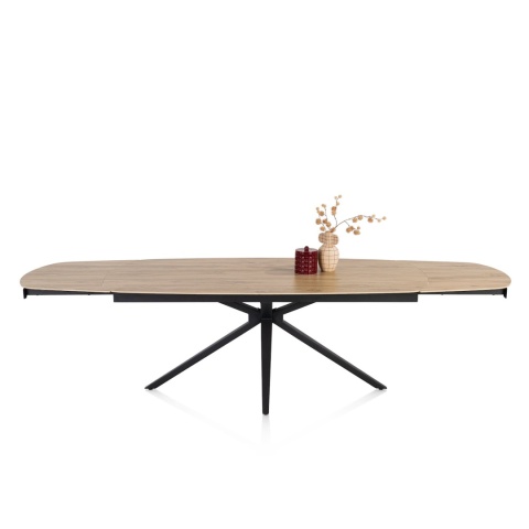 [fabrycznie nowy] Ekskluzywny Rozkładany Stół Ceramiczny LATTINA 200-300 cm – Blat Ceramic Oak Natural – Czarne Metalowe Nogi