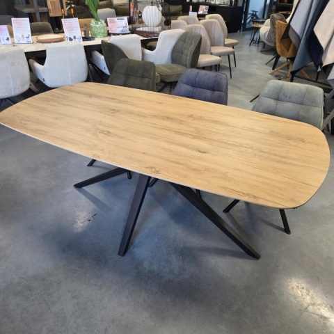 [fabrycznie nowy] Ekskluzywny Rozkładany Stół Ceramiczny LATTINA 200-300 cm – Blat Ceramic Oak Natural – Czarne Metalowe Nogi