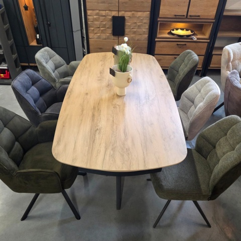 [fabrycznie nowy] Ekskluzywny Rozkładany Stół Ceramiczny LATTINA 200-300 cm – Blat Ceramic Oak Natural – Czarne Metalowe Nogi