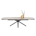 [fabrycznie nowy] Rozkładany Stół Ceramiczny LATTINA 200-300 cm – Ceramic Marble Creme (Efekt Marmuru) – Czarne Metalowe Nogi