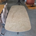 [fabrycznie nowy] Rozkładany Stół Ceramiczny LATTINA 200-300 cm – Ceramic Marble Creme (Efekt Marmuru) – Czarne Metalowe Nogi