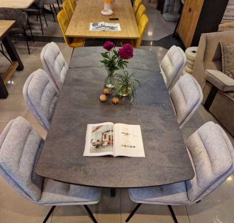 [od ręki] Rozkładany Stół Jadalniany PAVALON 140-190 cm - Blat HPL Primo Laminato Antracyt - Centralna Noga Designerska