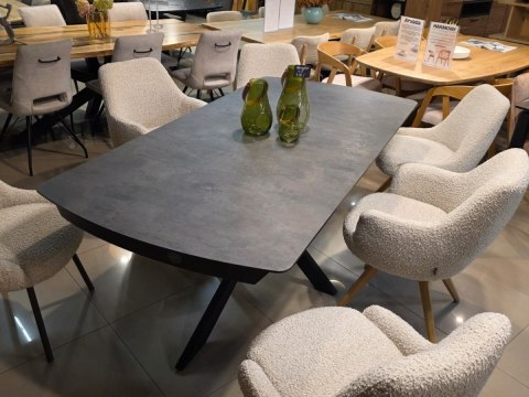 [defekt, od ręki] Rozkładany Stół Jadalniany PAVALON 200-278 cm - Blat HPL Primo Laminato Antracyt - Centralna Noga Designerska