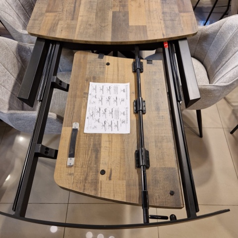 [od ręki] Rozkładany Stół Jadalniany PAVALON 200-278 cm - Blat HPL Primo Laminato Driftwood - Centralna Noga Designerska