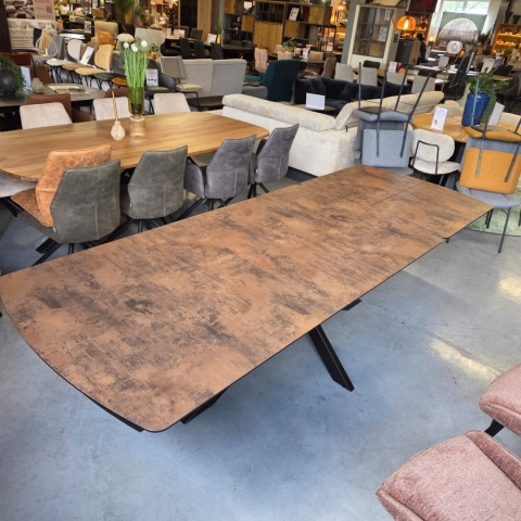 [od ręki] Rozkładany Stół Jadalniany PAVALON 200-278 cm - Blat HPL Primo Laminato Roest (Rdza) - Centralna Noga Designerska