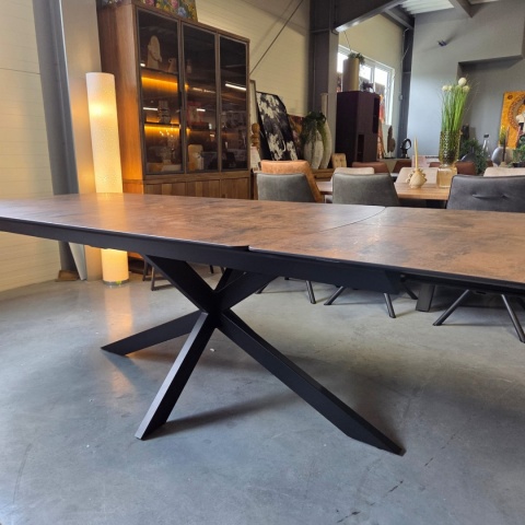 [od ręki] Rozkładany Stół Jadalniany PAVALON 200-278 cm - Blat HPL Primo Laminato Roest (Rdza) - Centralna Noga Designerska