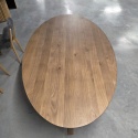 Eliptyczny Stół Jadalniany TRAPANI 210 x 120 cm - Przydymiony Fornir Mangowy Smoked - Centralna Noga Kolumnowa