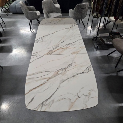 (K,defekt) Stół rozkładany ceramiczny PADOVA Xooon (180-240) cm, jasny, Nogi grafitowe