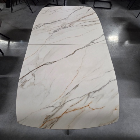 (K,defekt) Stół rozkładany ceramiczny PADOVA Xooon (180-240) cm, jasny, Nogi grafitowe