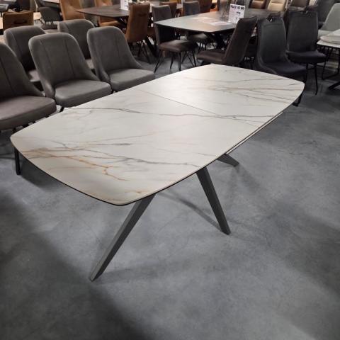 (K,defekt) Stół rozkładany ceramiczny PADOVA Xooon (180-240) cm, jasny, Nogi grafitowe