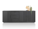 [defekt] Komoda Industrialna PAVIE 240 cm – Dąb Castle Black z Ryflowaniem – System Soft-Close – Metalowa Rama Off Black
