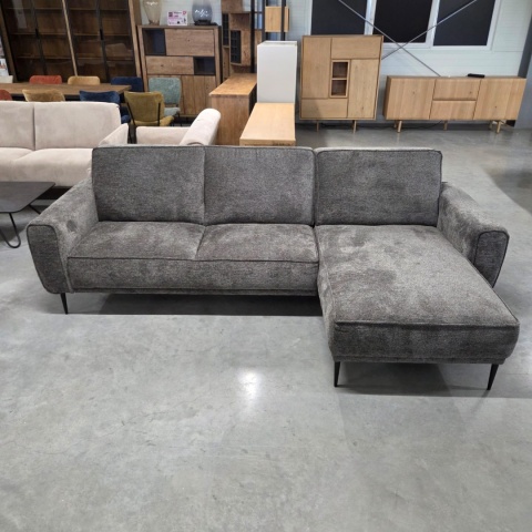 Sofa/ Narożnik z Szezlongiem PUGLIA 260 x 150 cm – Luksusowy Szenil Enzo Antracyt – Sprężyny Kieszeniowe
