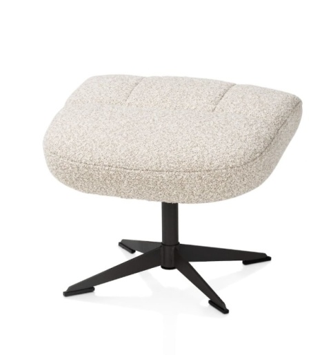 Obrotowy Fotel Relaksacyjny z Podnóżkiem TORINO – Tkanina Bukla Cloudy Beige & Czarna Podstawa – Henders & Hazel