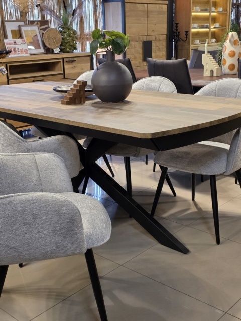 [od ręki] Rozkładany Stół Jadalniany PAVALON 200-278 cm - Blat HPL Primo Laminato Driftwood - Centralna Noga Designerska
