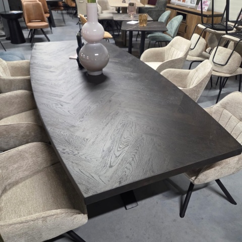 [defekt] Stół METALUXE Wzór Jodełka 240x110 cm – Blat Antracyt – Centralna Noga Pająk – Henders & Hazel / Habufa