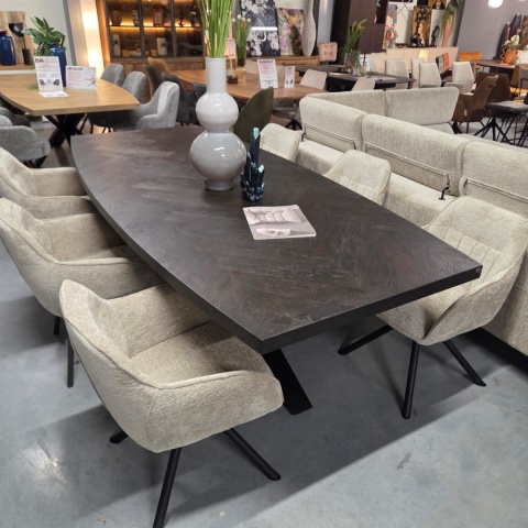 [defekt] Stół METALUXE Wzór Jodełka 240x110 cm – Blat Antracyt – Centralna Noga Pająk – Henders & Hazel / Habufa