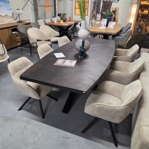 [defekt] Stół METALUXE Wzór Jodełka 240x110 cm – Blat Antracyt – Centralna Noga Pająk – Henders & Hazel / Habufa