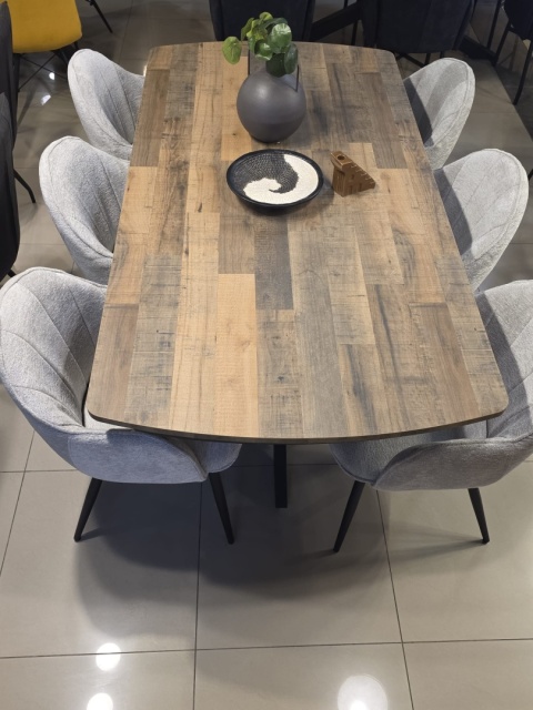 [na zamówienie] Rozkładany Stół Jadalniany PAVALON 200-278 cm - Blat HPL Primo Laminato Driftwood - Centralna Noga Designerska