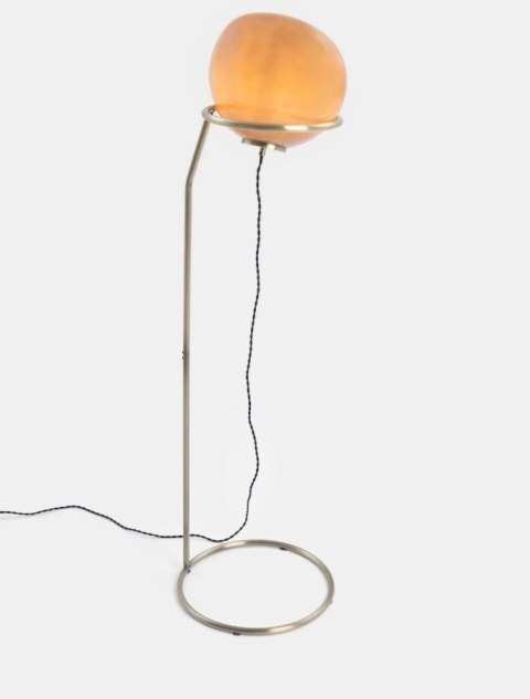 Lampa podłogowa COCOmaison ABBY 141 cm - szklany klosz otoczak, złoto-brązowa, ściemniana