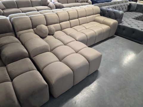 Narożnik w kształcie litery L BOCCA LOUNGE (265 x 162 cm, lewy) – beżowa tkanina strukturalna, pikowany