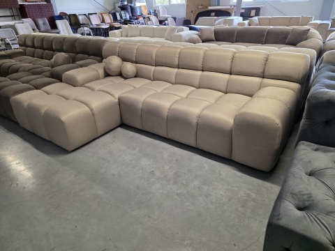 Narożnik w kształcie litery L BOCCA LOUNGE (265 x 162 cm, lewy) – beżowa tkanina strukturalna, pikowany