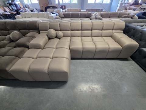 Narożnik w kształcie litery L BOCCA LOUNGE (265 x 162 cm, lewy) – beżowa tkanina strukturalna, pikowany